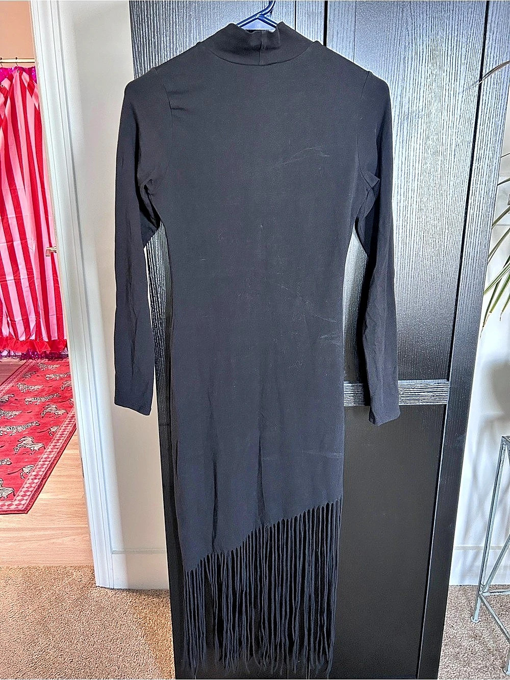 Black Fringe Midi Dress